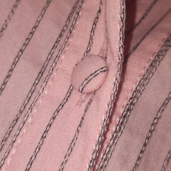 CINQ Á SEPT Shirt Dress Sofia Stripe Button Down Mini Pink Black White Pinstripe - Picture 2 of 10